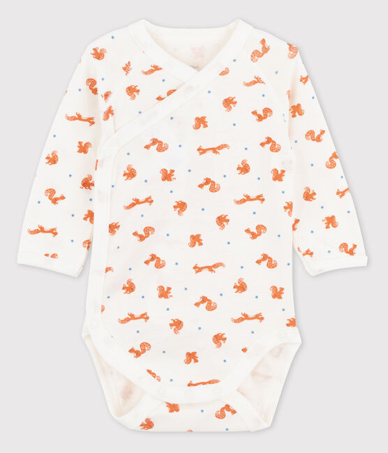 Body croisé manches longues bébé imprimé ecureuil blanc MARSHMALLOW/blanc MULTICO