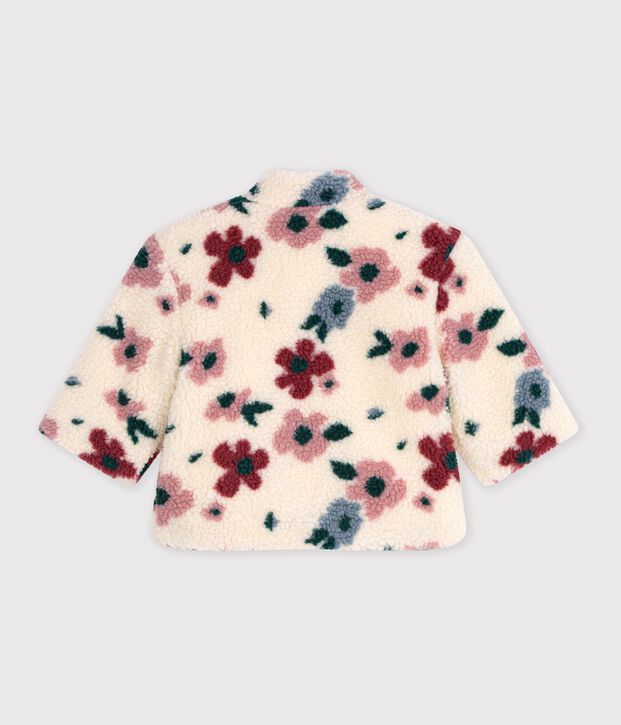 Babyjas met wattering van sherpa en bloemenprint ecru/multicouleur