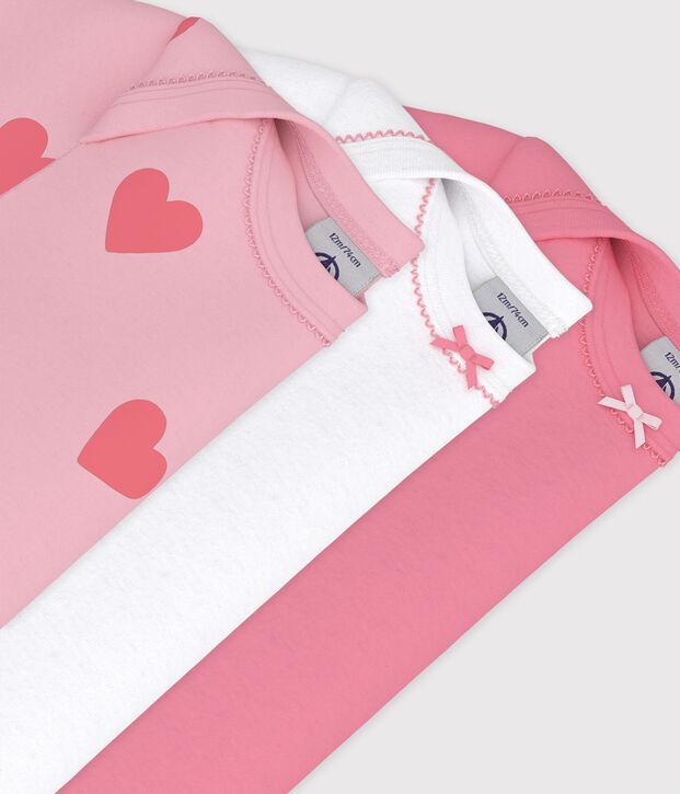 Setje van katoenen babybody's met korte mouwen en hartjesprint multicouleur