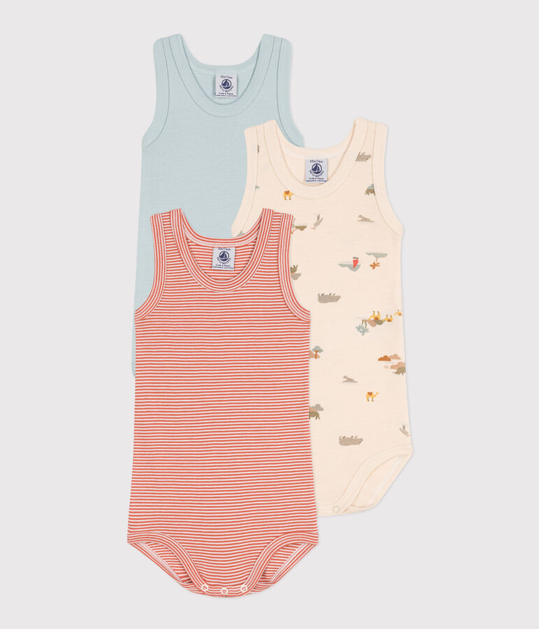 Set van 3 katoenen body-tanktops met dierenprint multicouleur