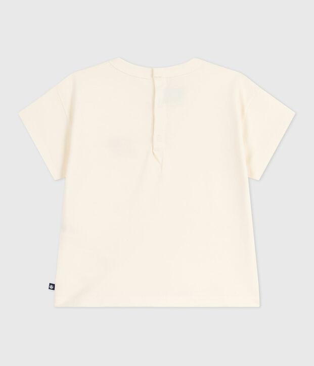 Tee-shirt b&eacute;b&eacute; en coton &agrave; manches longues, motif c&oelig;ur blanc cass&eacute;