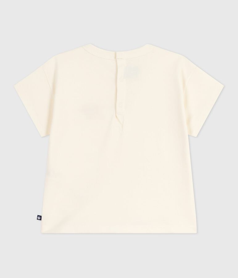 Katoenen T-shirt met lange mouwen en hartmotiefje voor baby's ecru