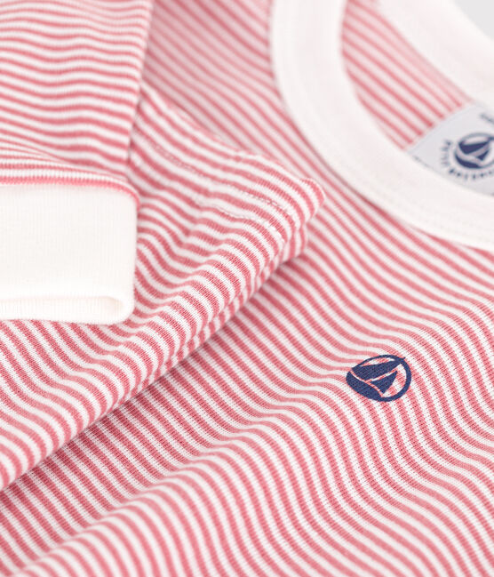 Pyjama ajusté en coton rayé enfant rose ROSEWOOD/ MARSHMALLOW