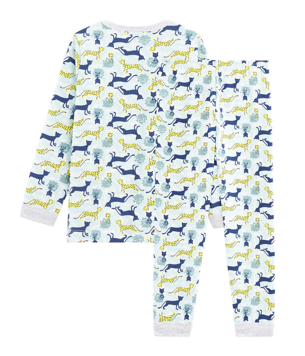 Jongenspyjama van molton wit/multicouleur