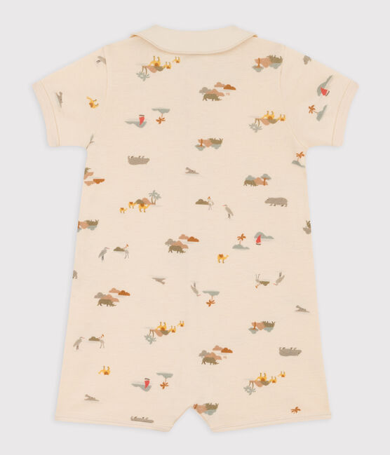 Korte playsuit met palmbomen van katoen voor baby's wit AVALANCHE/ MULTICO
