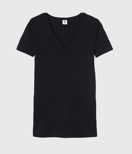 Iconisch katoenen Dames T-shirt met V-hals blauw SMOKING