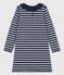Robe manches longues en coton enfant fille bleu SMOKING/ MARSHMALLOW/ ARGENT