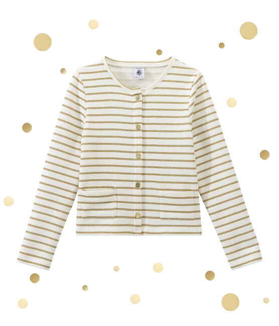 Meisjesvest in 2 stoffen wit MARSHMALLOW/geel DORE