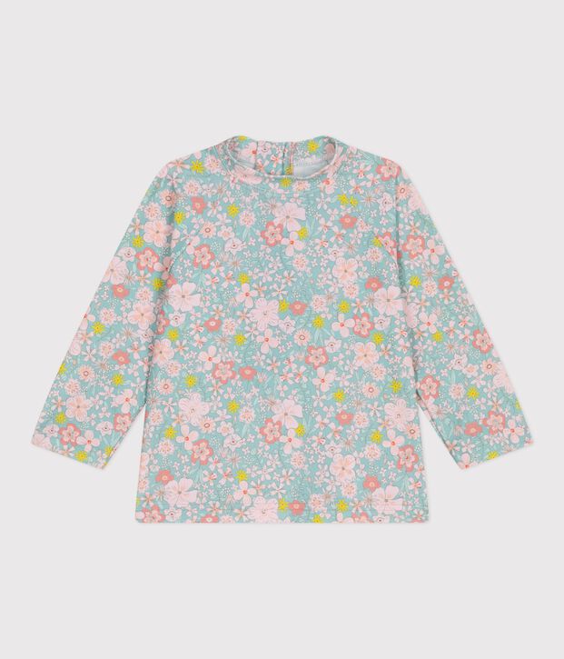 T-shirt met bloemenprint en uv-bescherming voor baby's blauw/multicouleur
