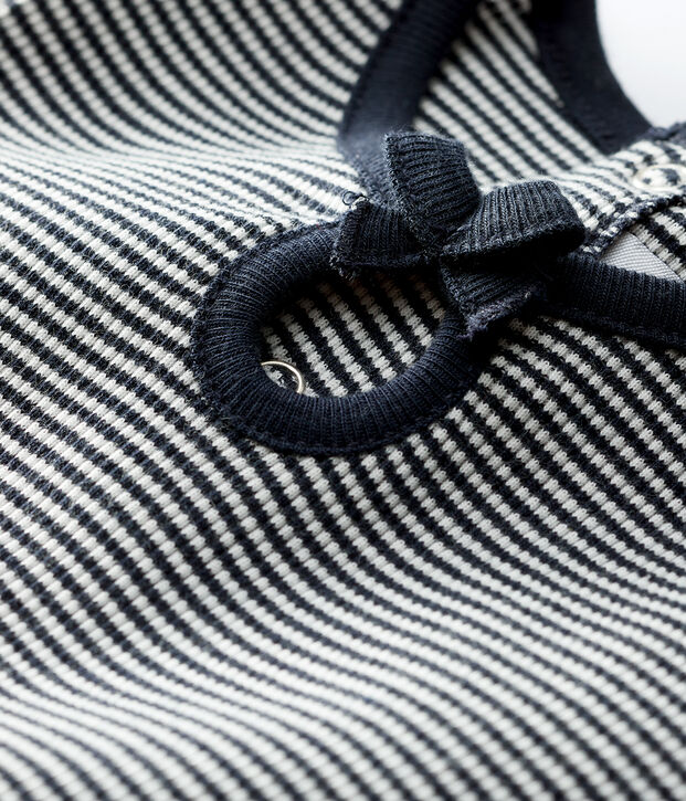 2x2 ribjurk met korte mouwen voor babymeisjes. blauw/wit