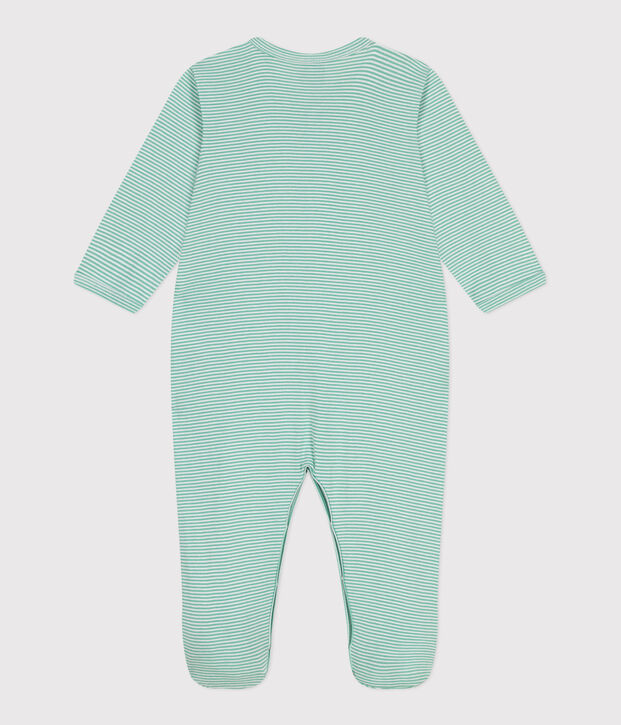 Katoenen babypyjama met streepjes groen