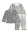 Ensemble bébé 3 pièces réversible beige COQUILLE/bleu SMOKING