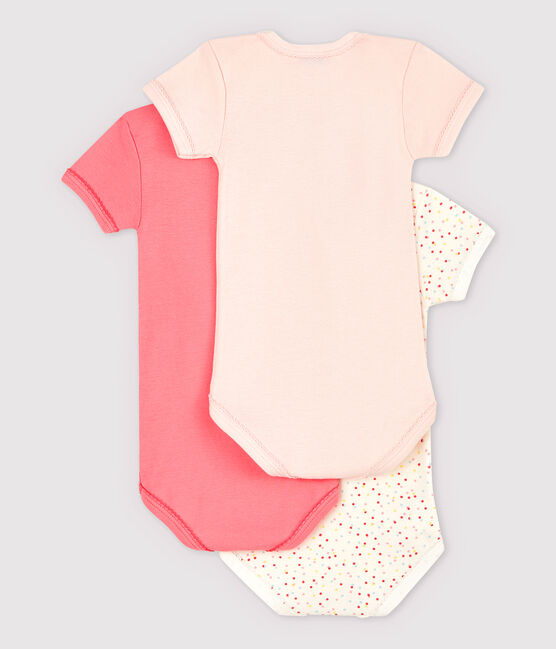 Set van 3 roze rompertjes van biologisch katoen met korte mouwen voor babymeisjes variante 1