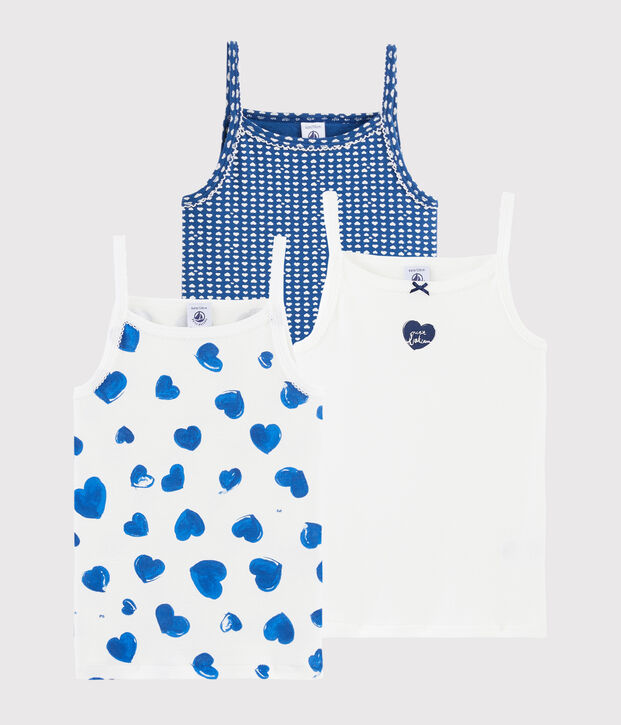 Set meisjeshemden met schouderbandjes met hartjes multicouleur