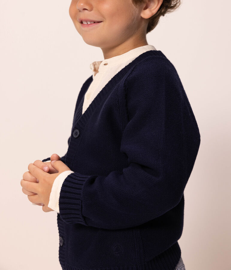 Gebreid jongensvest blauw