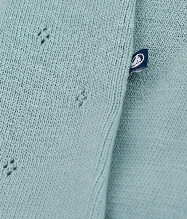 Gebreid babyspeelpakje met bandjes groen