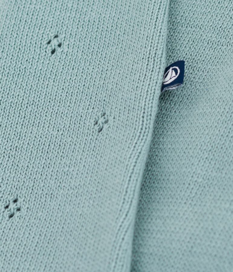 Gebreid babyspeelpakje met bandjes groen