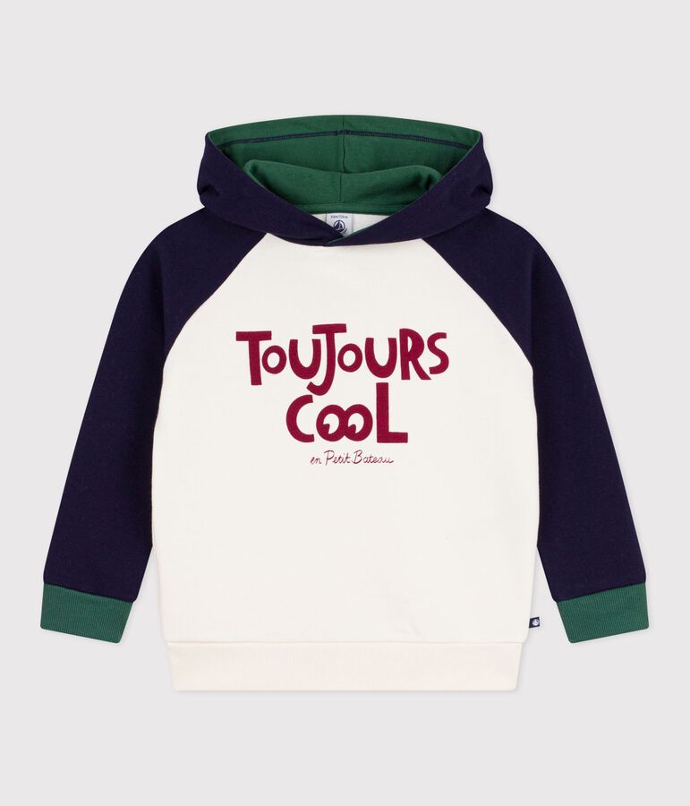 Sweatshirt enfant en coton imprim&eacute; &eacute;cru/multicouleur