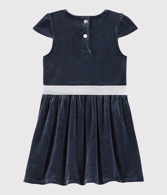 Meisjesjurk met korte mouwen kinderen meisjes blauw SMOKING