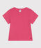 Effen katoenen T-shirt met korte mouwen voor kinderen roze PEONIA