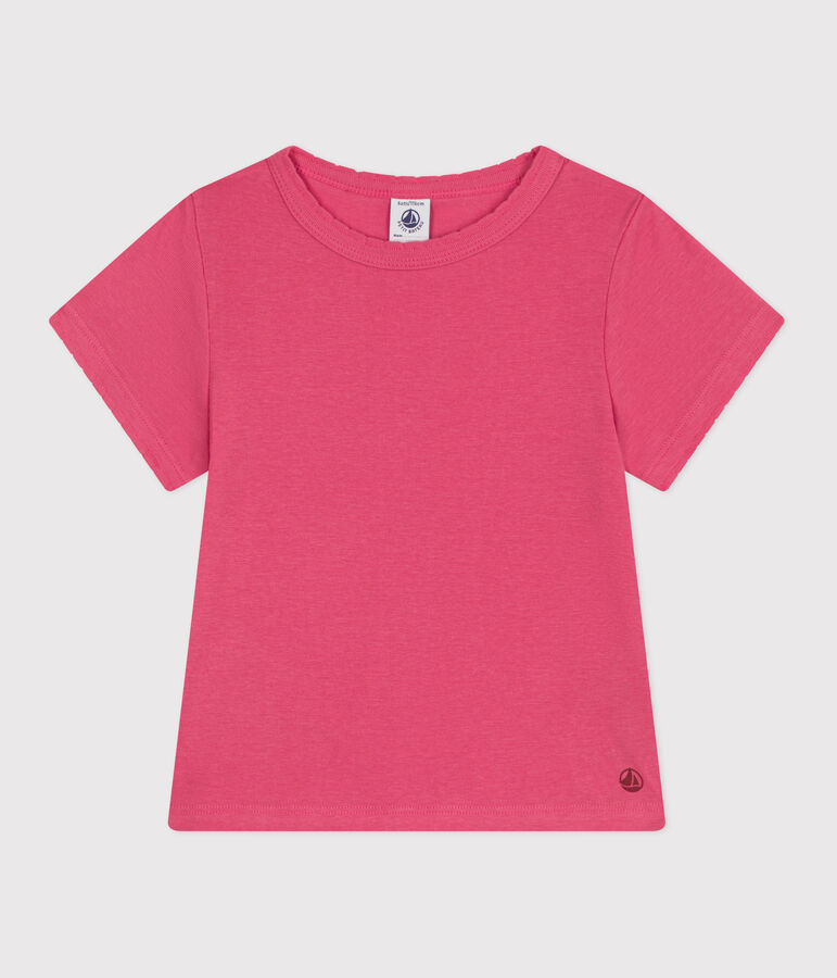 Teeshirt enfant en coton manches courtes uni rose