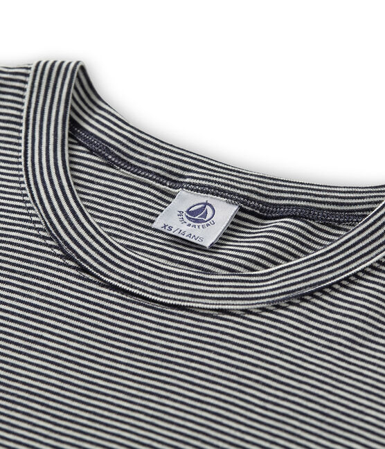Tee shirt manches courtes iconique femme bleu SMOKING/blanc MARSHMALLOW