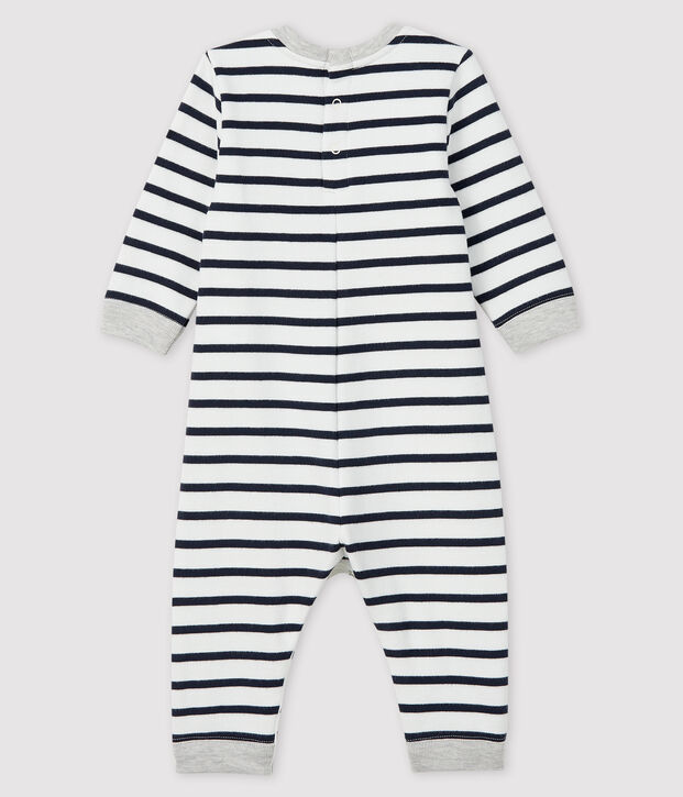Combinaison longue b&eacute;b&eacute; gar&ccedil;on blanc/bleu