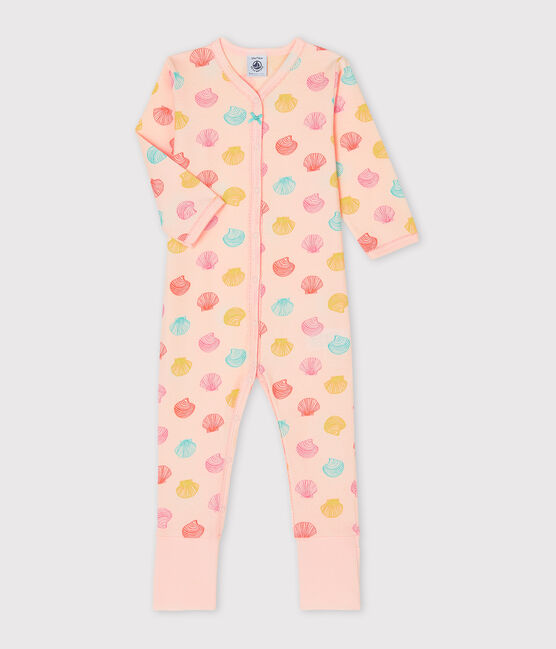 Dors bien bébé fille en côte rose FLEUR/blanc MULTICO