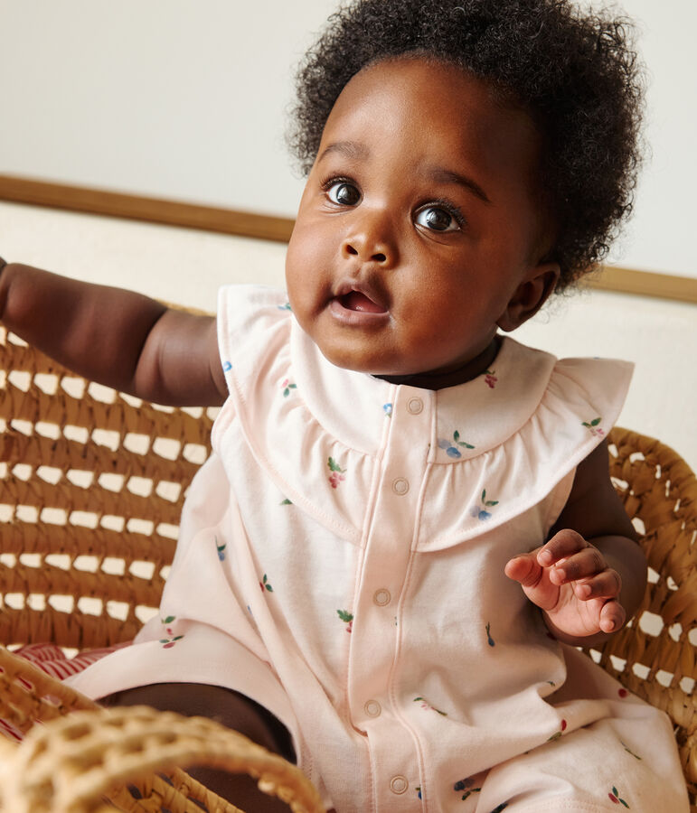 Robe b&eacute;b&eacute; en coton &agrave; manches courtes et bloomer imprim&eacute; fruits rose/multicouleur