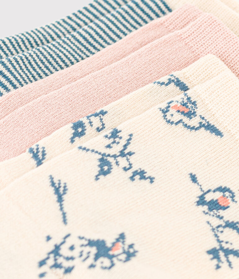 Set van 3 paar meisjessokken met vogeltjes multicouleur