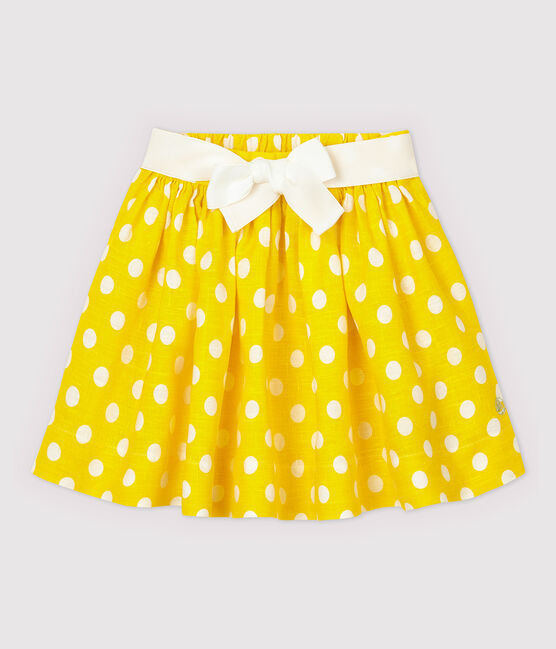 Jupe en lin enfant fille jaune SHINE/blanc MARSHMALLOW