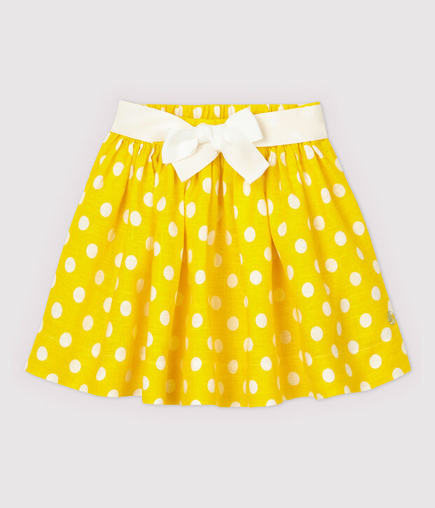 Jupe en lin enfant fille jaune/blanc