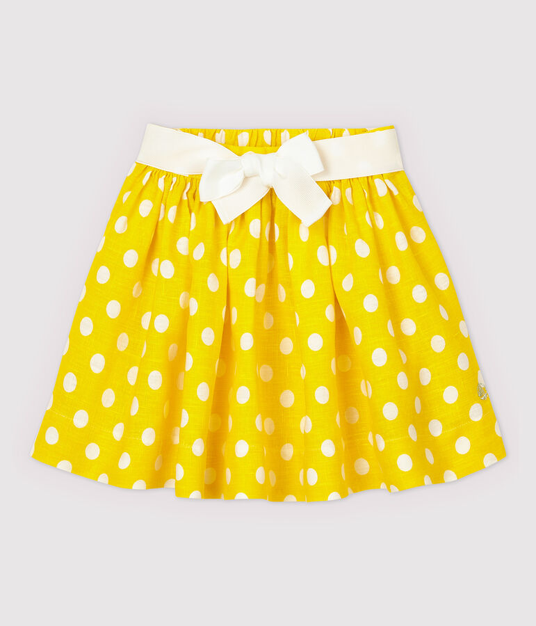 Jupe en lin enfant fille jaune SHINE/blanc MARSHMALLOW