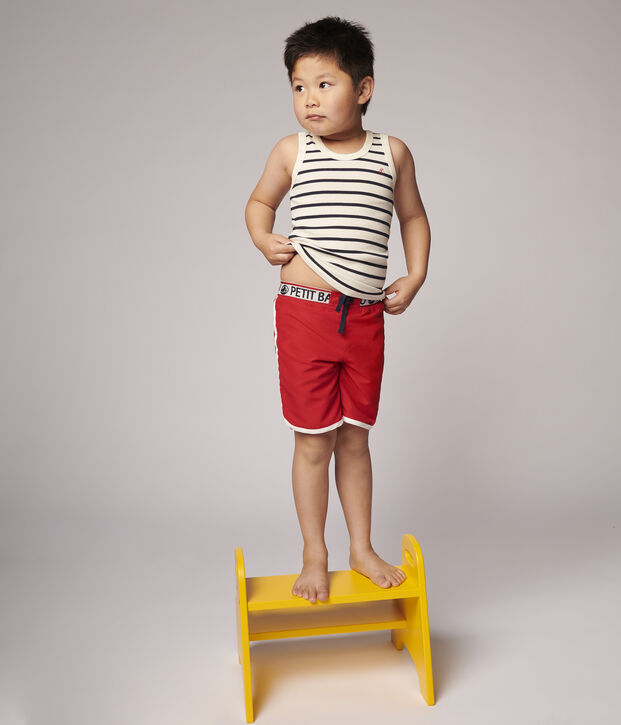 Short de bain recycl&eacute; enfant gar&ccedil;on rouge