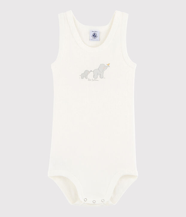 Body sans manches b&eacute;b&eacute; fille-gar&ccedil;on blanc