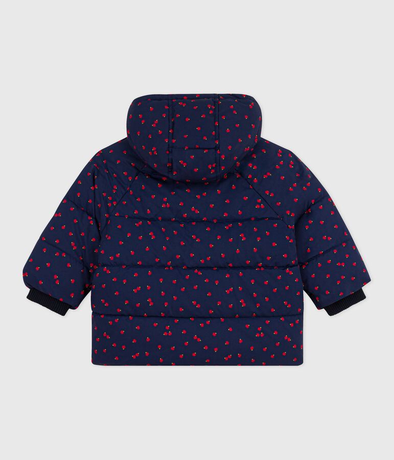 Donsjack met print voor baby's blauw/ecru