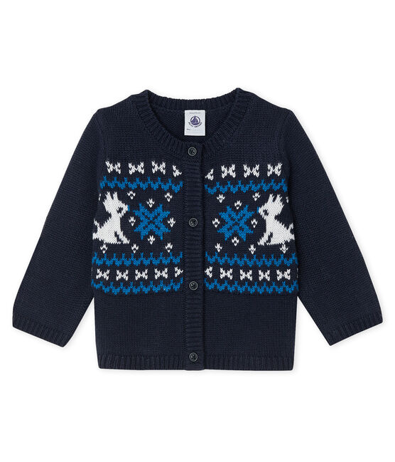 Cardigan van wol en katoen voor jongens blauw SMOKING/wit MULTICO