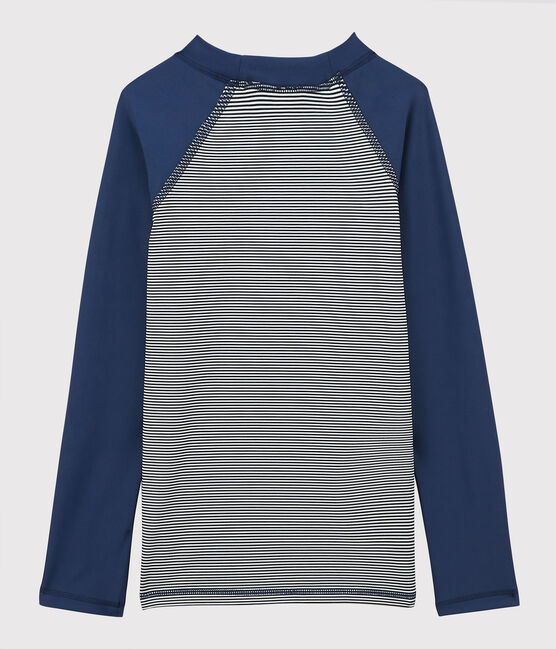 Gerecycled T-shirt voor meisjes/jongens blauw MEDIEVAL/wit MARSHMALLOW