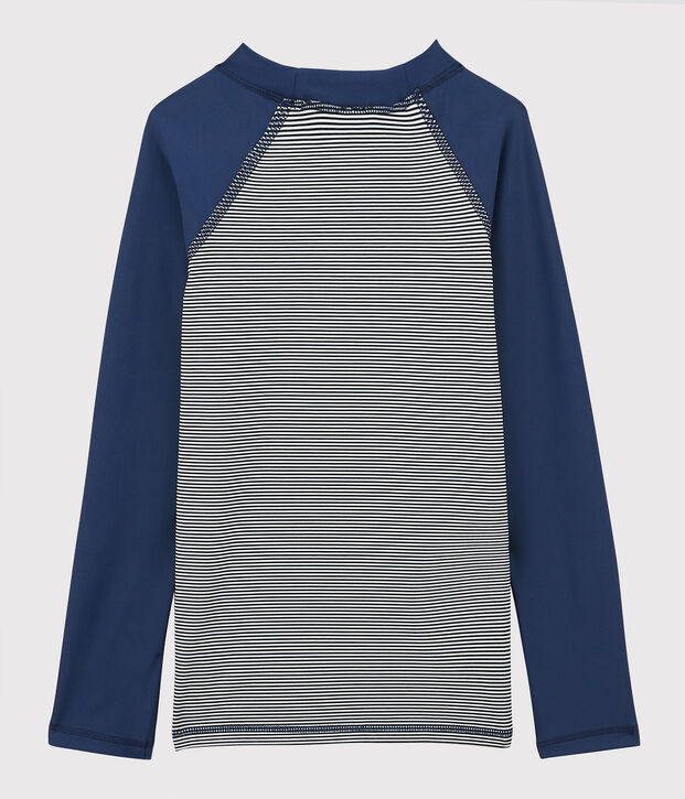 Gerecycled T-shirt voor meisjes/jongens blauw/wit