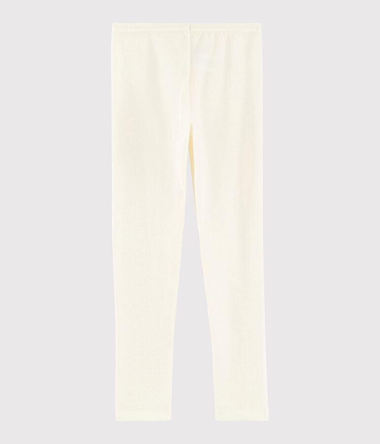 Legging uni petite fille/petit gar&ccedil;on en laine et coton beige