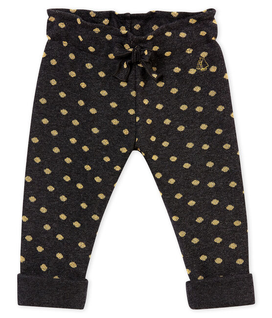 Broek met goudkleurige stippen voor babymeisjes zwart CITY/geel DORE