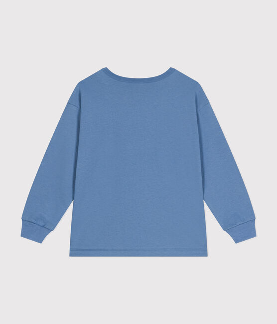 T-shirt met lange mouwen van dunne jersey voor jongens blauw BEACH