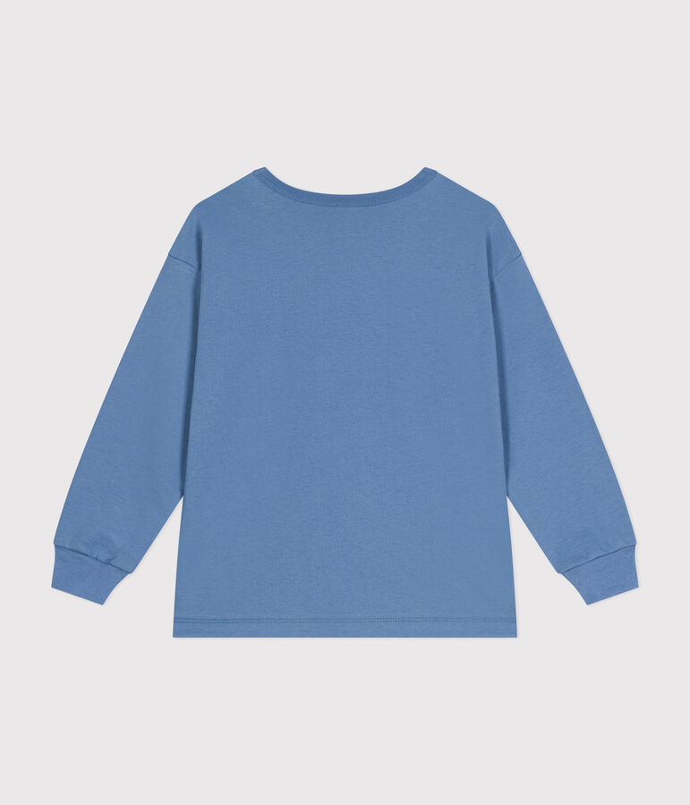 Tee-shirt manches longues en jersey fin enfant gar&ccedil;on bleu BEACH