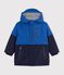 Parka enfant mi-longue unie colorblock bleu/multicouleur