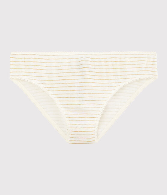 Culotte petite fille en coton blanc MARSHMALLOW/jaune OR
