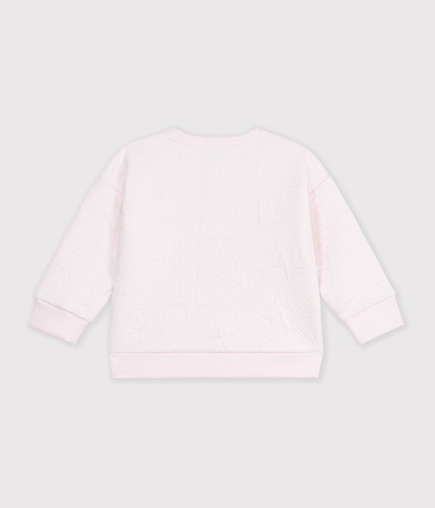 Cardigan b&eacute;b&eacute; en coton &eacute;pais motifs &eacute;toiles rose clair