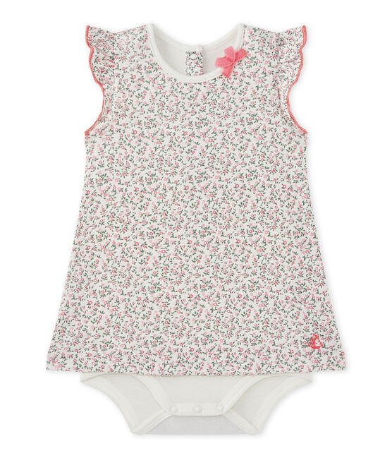 Robe-body bébé fille imprimée blanc MARSHMALLOW/bleu BRUT/ MULTICO