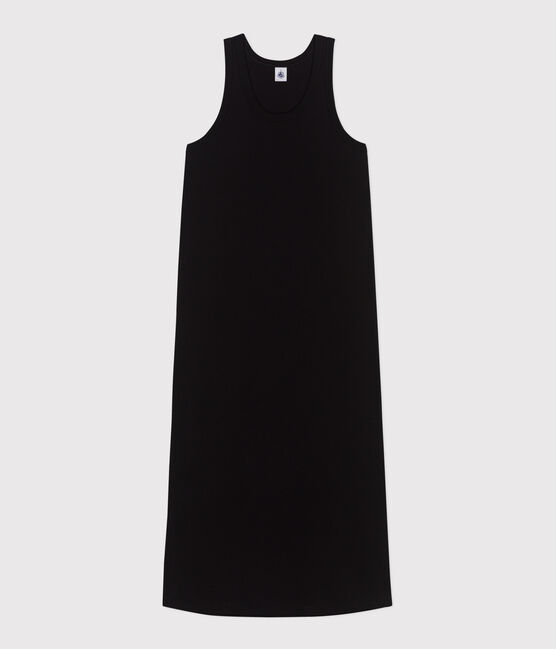 Robe débardeur longue femme en coton noir BLACK