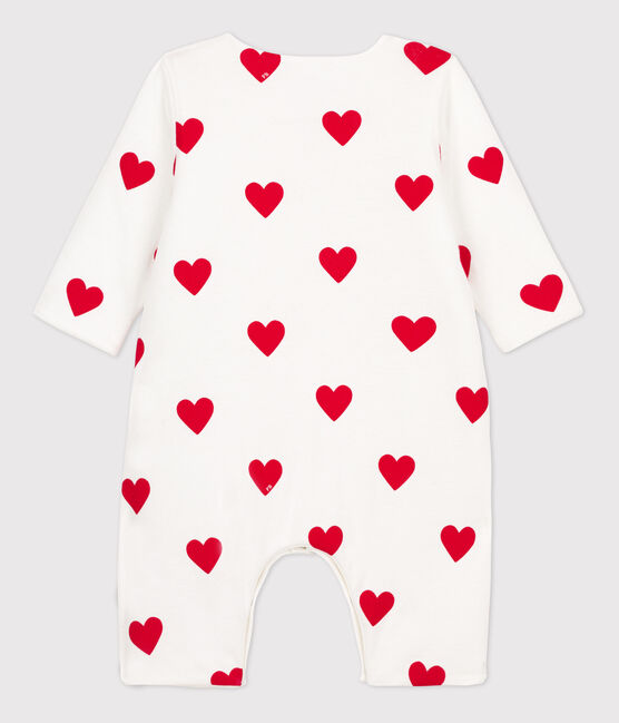 Lang pakje van ribstof met rode hartjes voor baby's wit MARSHMALLOW/rood TERKUIT