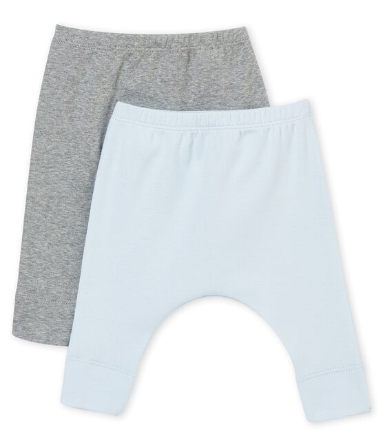 Lot de deux leggings bébé mixte en côte 1x1 grattée unie variante 1